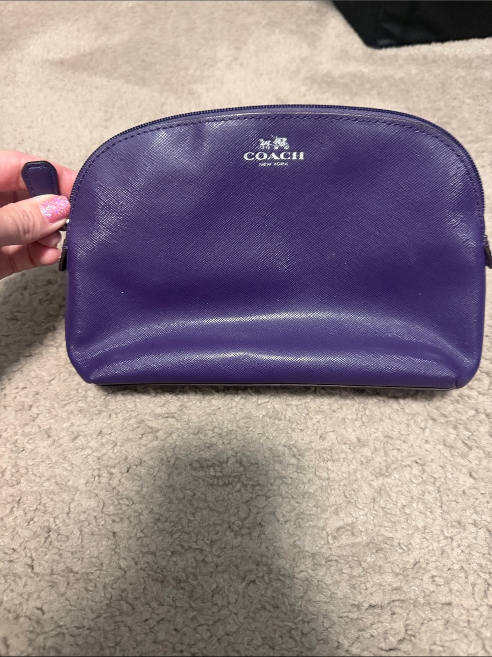 COACH Purple Saffiano Leather Cosmetic Case